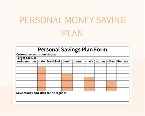 Personal Money Saving Plan Excel Template And Google Sheets File For ...