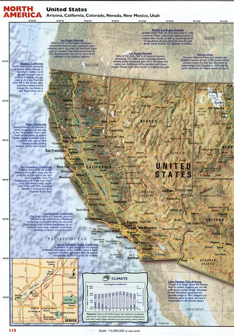 Map of California and Nevada with towns and cities, highway roads