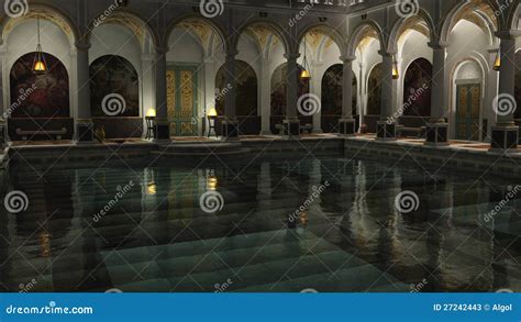 Roman Baths at Night stock illustration. Illustration of decoration ...