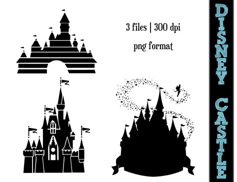 Disney Princess Castle Silhouettes // Castles Silhouette // Disney Clipart // Princess Silho ...