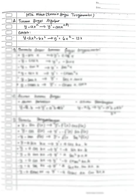 SOLUTION: Rumus turunan fungsi trigonometri matematika - Studypool