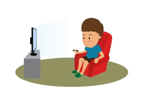 Cartoon man with remote watching TV on sofa - vector illustration ...