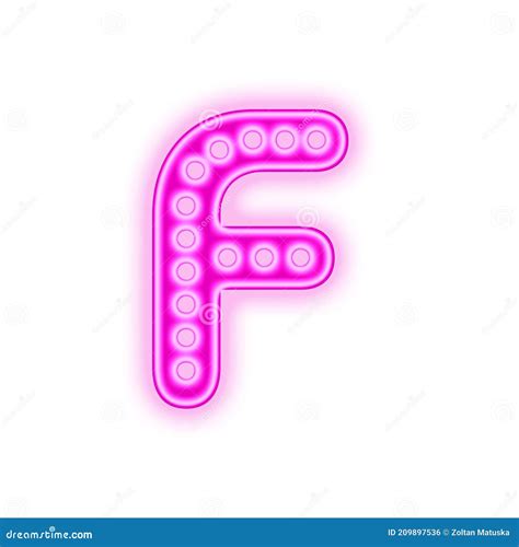 Shiny Bright Pink Color Neon Letter F, 3d Illustration Alphabet Stock ...