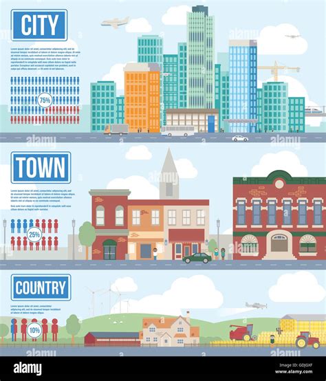 Illustration Showing Difference Between Urban And Rural Life Stock Vector Image & Art - Alamy