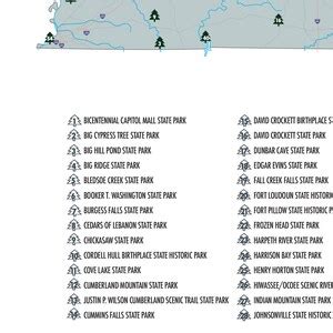 Tennessee State Parks Map, Tennessee State Parks Checklist, Hiking Gift ...