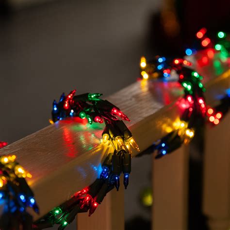 9' Garland Lights, 300 Multicolored Lamps, Green Wire - Yard Envy