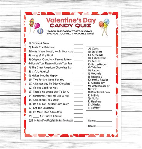 Valentines Day Candy Trivia Game Virtual Or Printable V-day Norway ...