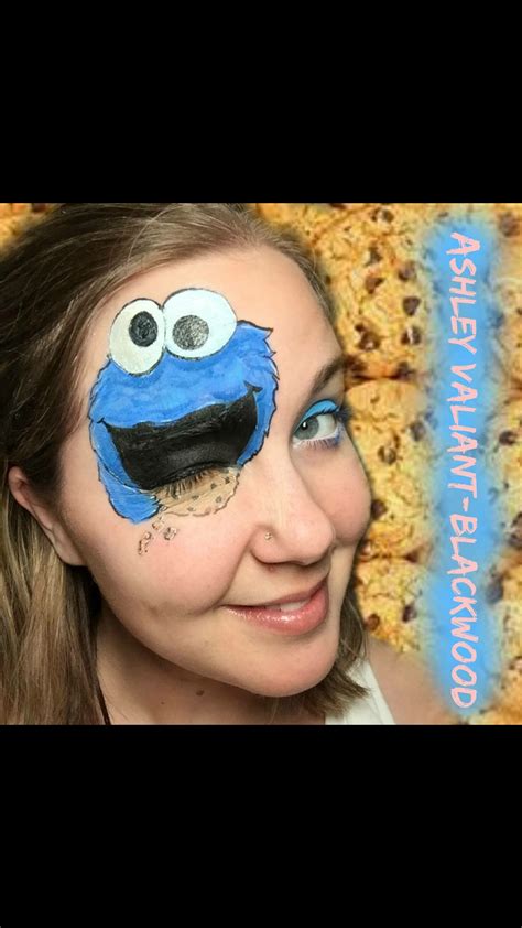 Cookie Monster Face Paint by Ashley Valiant-Blackwood #thefrugalfacepainter #blingfacepainting # ...