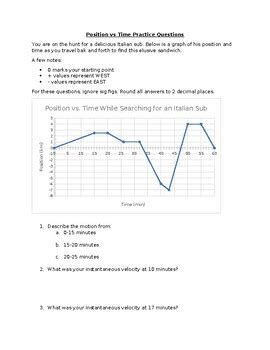 Position Time Graph Worksheet with Answers by Science with Sandor