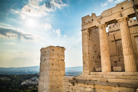 Propylaea of the Acropolis Athens, Greece. Stock Image - Image of ...