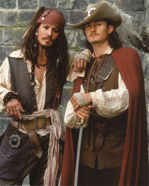 Johnny Depp, Orlando Bloom Pirates of the Caribbean 8x10 Photo posing in costume at Amazon's ...