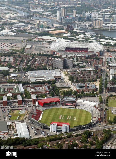 aerial view of Old Trafford cricket ground home of Lancashire CCC Stock Photo, Royalty Free ...