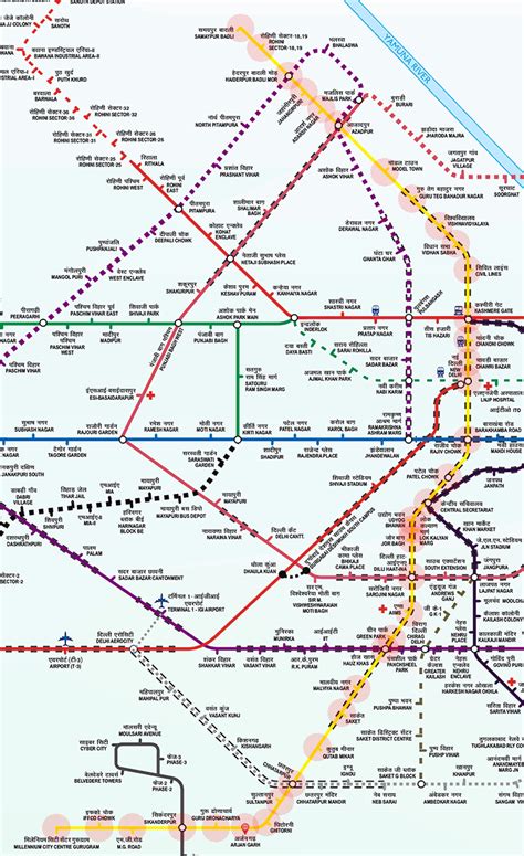 Yellow Line map - Delhi Metro