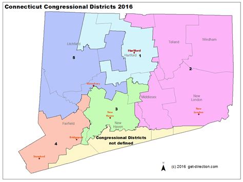 Map of Connecticut Congressional Districts 2016