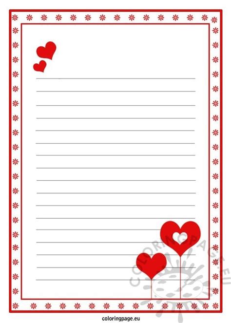 Love letter paper template – Coloring Page