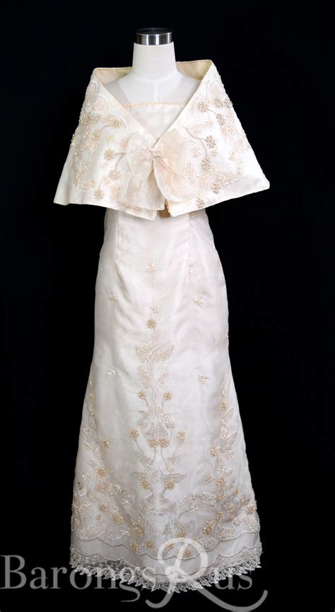 FILIPINIANA DRESS Embroidered Mestiza Gown Filipino Barong Filipiniana ...