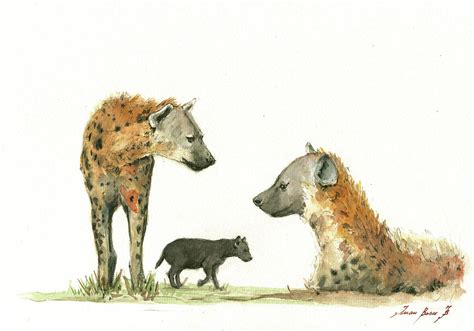 Hyena Family Painting by Juan Bosco