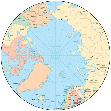 World Map with Polar Views in Adobe Illustrator Vector Format