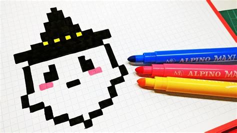 Halloween Pixel Art - How To Draw Kawaii Ghost #pixelart