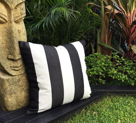 Black and White Striped Outdoor Cushions Sunbrella Fabric | Etsy