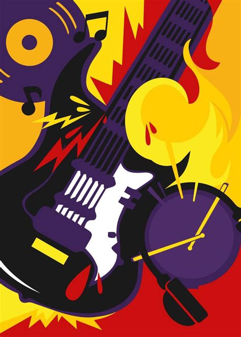 Rock music poster with guitar and drum. 3607872 Vector Art at Vecteezy