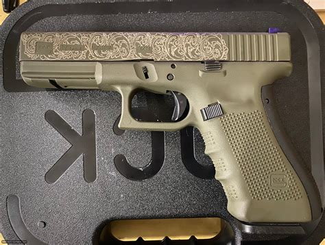 Glock 17 Gen 4 Custom OD Green Laser Engraved 9mm