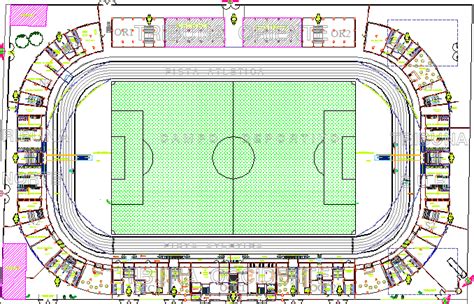 Stadium Architecture Layout and Structure Details dwg file - Cadbull