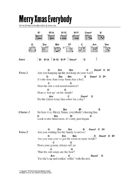 Merry Xmas Everybody by Slade Sheet Music for Guitar Chords/Lyrics at Sheet Music Direct