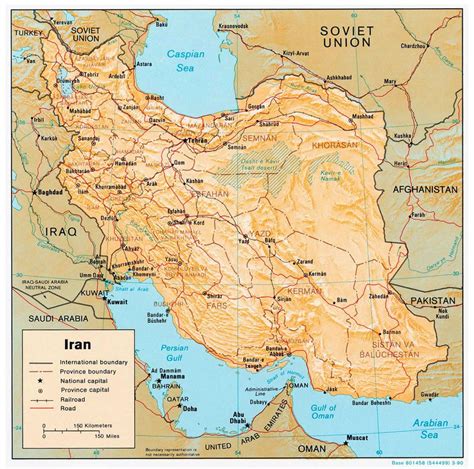 Detailed political and administrative map of Iran with relief, roads ...