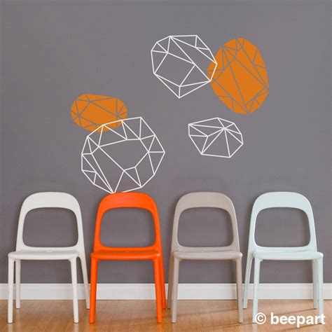 Geometric wall decal- geometric art, geometric crystals, abstract art ...