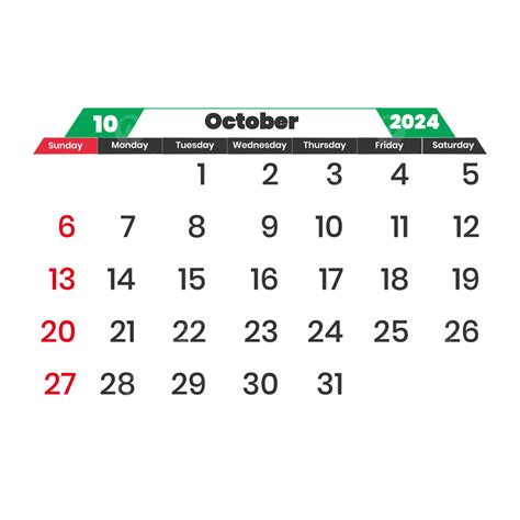 2024 October Month Calendar With Transparent Vector, October, October ...