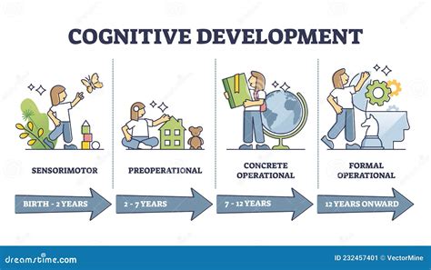 Cognitive Development Progress Stages by Age, Vector Illustration ...