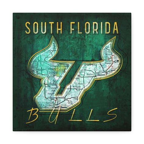 South Florida Bulls Vintage Canvas Map – Retro League Art