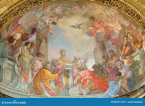 The Fresco Baptism of Emperor Constantine in Main Apse of Church Chiesa Di San Silvestro in ...