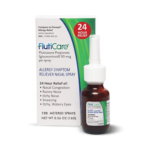 FlutiCare | Relief During Allergy Season | Nasal Spray |Fluticasone Propionate - 120 sprays ...