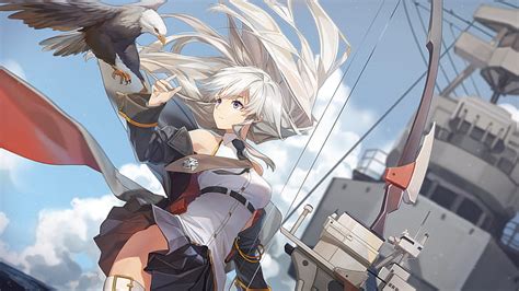 HD wallpaper: Anime, Azur Lane, Eagle, Enterprise (Azur Lane), Uniform, White Hair | Wallpaper Flare