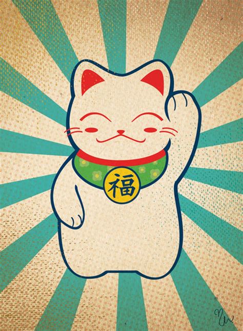 Lucky Cat Art Print Japanese Chinese Good Luck Maneki Neko - Etsy | Lucky cat tattoo, Japanese ...