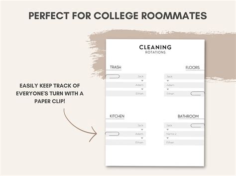 Roommate Chore Chart Template Editable Adult Chore Chart Cleaning ...