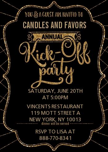 Kick Off Party Corporate Party Invitations | Candles and Favors