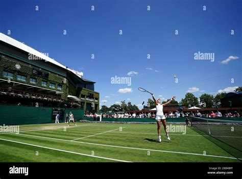 Alicia Barnett and Olivia Nicholls during their Ladies Doubles match on ...