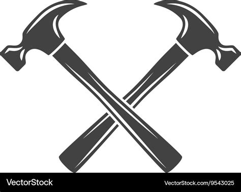 Two crossed hammers black on white flat logo Vector Image