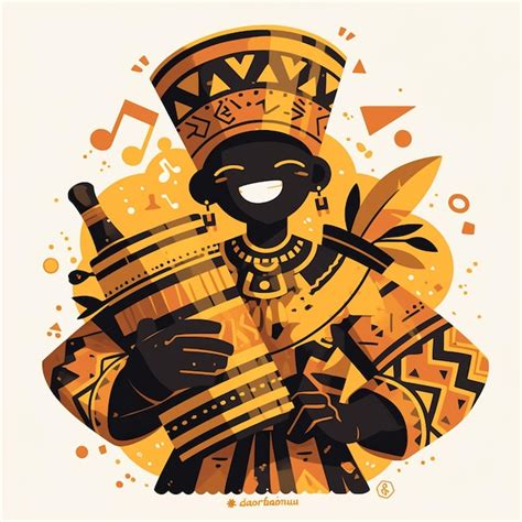 Premium Vector | Guinean Man in Traditional Balafon Players Outfit