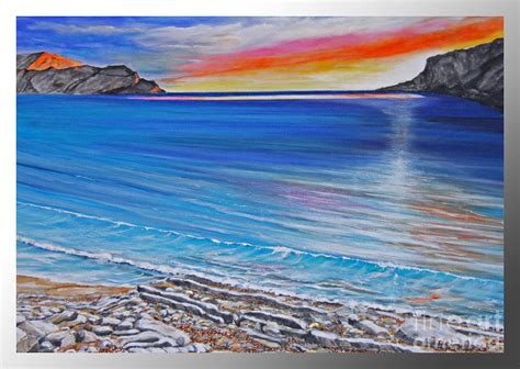 Lulworth Cove Sunset Painting by Annie Lovelass - Pixels