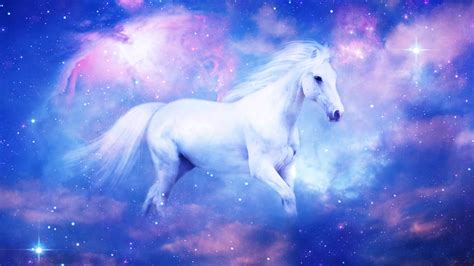 White Horse With Background Of Colorful Clouds And Glittering Stars HD Horse Wallpapers | HD ...