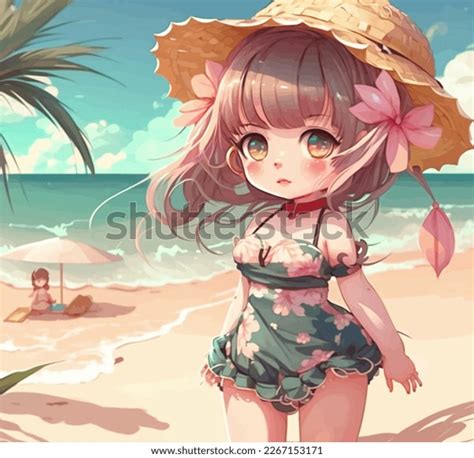 Anime Girl Beach Digital Art Painting Stock Illustration 2267153171 | Shutterstock