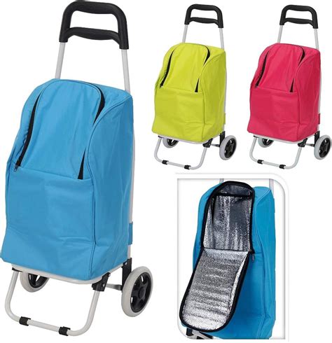 2 in 1 Foldable Pull Along Insulated Shopping Trolley Bag Cooler Bag on Wheels: Amazon.co.uk ...