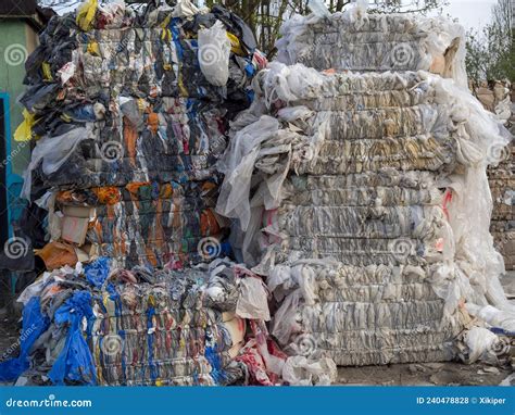 Packaged Plastic Waste Waiting for Recycling Process Stock Photo ...