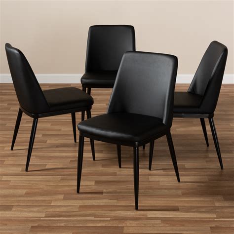 Baxton Studio Darcell Modern and Contemporary Black Faux Leather Upholstered Dining Chair (Set of 4)