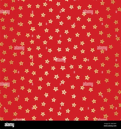 Ditsy gold foil and red star seamless vector pattern background. Winter backdrop with tiny stars ...