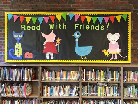 Library Bulletin Board. Pete the Cat, Olivia, Pigeon, Wemberly Worried ...